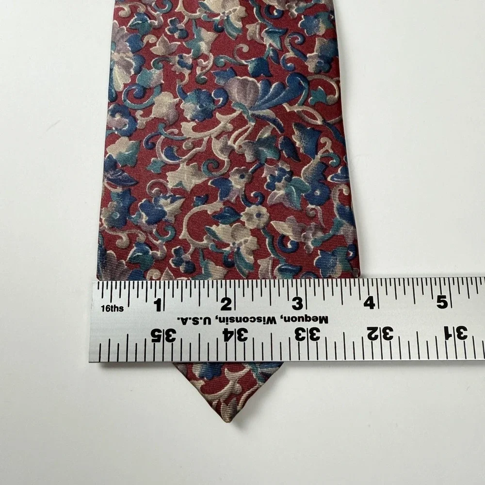 Vintage‎ Christian Dior Monsieur Burgundy Blue Floral Paisley Silk Tie